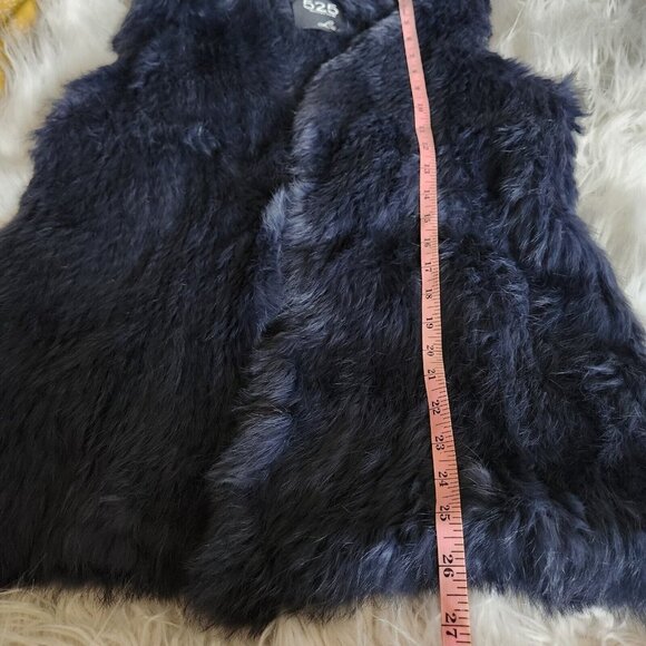 525 America Luxe Womens Size XS Rabbit Fur Outerwear Vest Jacket Blue Open Front - Picture 7 of 11